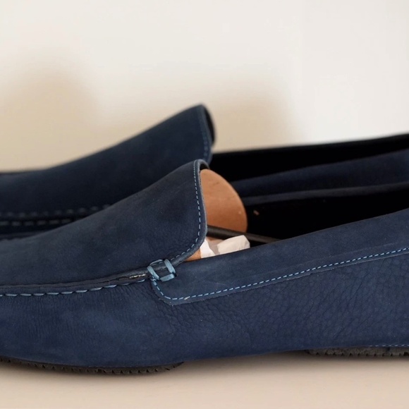 Donald Pliner Navy Vazo Nubuck Leather Loafers Moccasins Dress Shoes Men US 10 - Picture 4 of 5